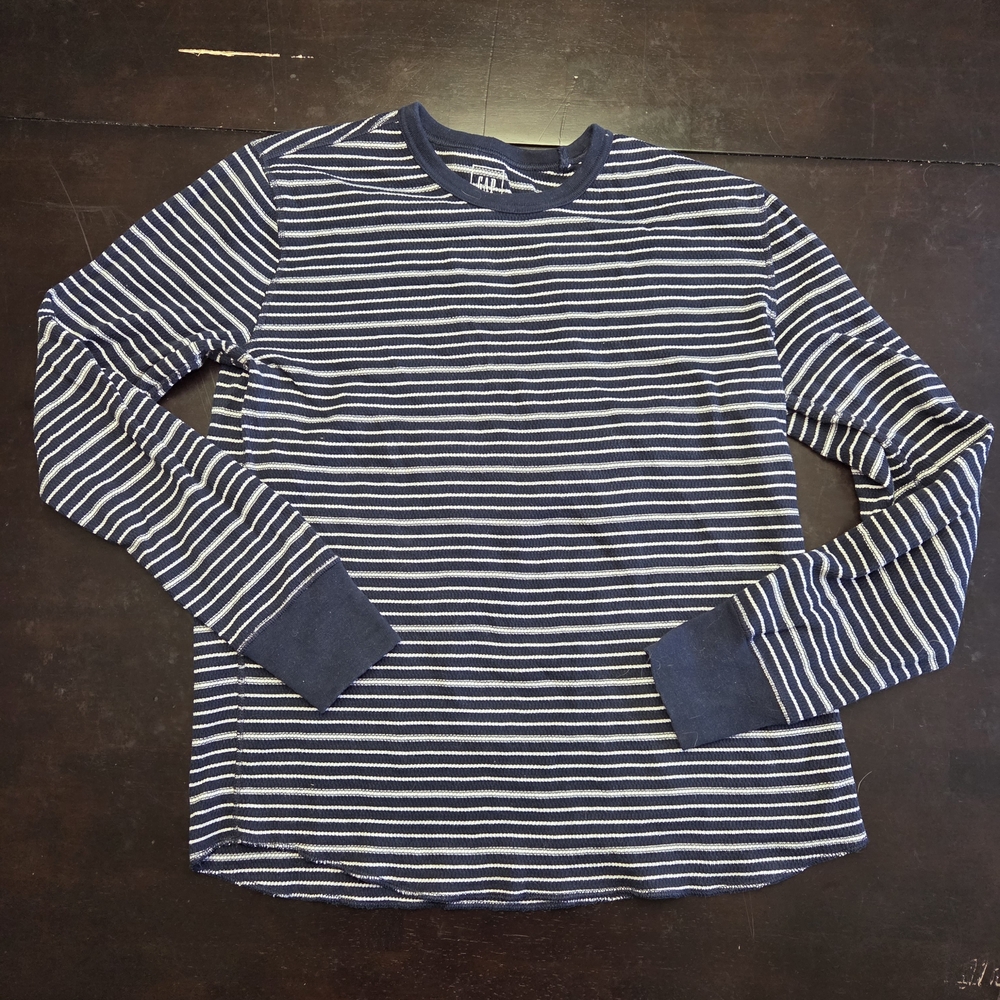 GAP Mens Large Navy and White Striped Top
